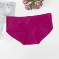 Mujer seda de hielo sin costuras cintura V baja lisa cómoda bragas ropa interior. - L / Bottoms / Burdeos