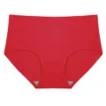 Vista dettagliata di slip donna senza cuciture in seta di ghiaccio rossa, intimo comodo. - Taglia S / Pantaloni e gonne / Rosso