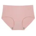 Detailed view of women pink seamless panties, soft ice silk fabric with high waist design. - Coffee