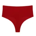 Women high waist seamless thong red ice silk breathable comfortable underwear solid color - XS / Bottoms / Dark Red