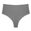 Detail view of seamless high-waist grey thong underwear, smooth ice silk fabric comfort - XS / Bottoms / Gray
