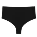 Seamless high-waist ice silk thong for women, comfortable breathable solid black. - XS / Bottoms / Black