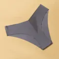 Mujeres Sin Costuras Forma V Seda Hielo Bragas Transpirable Color Sólido Confort Ropa - Púrpura Gris