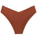 Mujer sin costuras seda de hielo talle bajo braguita detalle, ropa interior lisa transpirable. - Café Marrón