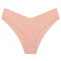 Vista detallada de bragas sin costuras de seda de hielo para mujer, talle bajo y corte en V. - XS / Rosa