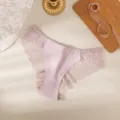 Bragas de triángulo de encaje de seda de hielo sin costuras para mujer sexy y cómoda. - Violeta Claro