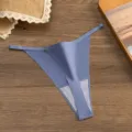 Donna perizoma vita bassa sexy slip senza cuciture minimalista bikini intimo femminile - Taglia M / Blu grigiastro