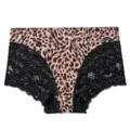 Women's leopard print lace breathable ice silk sexy thin detail underwear briefs - S / Coffee Leopard