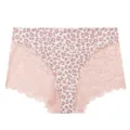 Women's leopard print lace panties, breathable sexy low waist hollow underwear briefs. - S / Pink Leopard