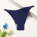 Tanga string pour femme bleu foncé sans coutures, en soie glacée respirante avec boucles réglables. - Bleu saphir