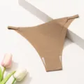 Seamless stretch thong underwear with side adjustable straps, comfortable breathable sexy design. - M / Bottoms / Coffee