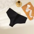 Culotte femme en soie glacée noire sans couture, taille basse douce et respirante. - Noir