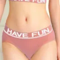 Ribbed letter women's low-waist briefs variant, comfortable pink sports underwear style. - One Size / Pink