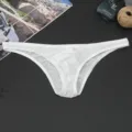 Men breathable white low-waist briefs seamless fashion underpants for daily comfort wear detail view. - White