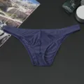 Men's breathable low-waist solid color seamless triangle briefs underwear for men. - Navy Blue