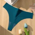 Perizoma donna in seta di ghiaccio tinta unita senza cuciture a vita bassa in variante verde - Taglia S / Pantaloni e gonne / Blu scuro