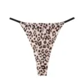 Leopard print thong detail shot low waist thin side straps breathable underwear womens. - Nude Leopard