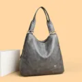 Klassische Retro Damen Umhängetasche große Kapazität Hobo Tasche für elegante Mode Alltag - Dunkelgrau