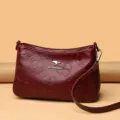 Damen Echtleder Umhängetasche stilvoll geprägte Klee Handtasche elegante burgunder Tasche - Burgunderrot