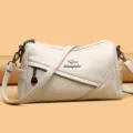 Weiche Leder-Umhängetasche für Damen, praktische Crossbody-Tasche mit mehreren Fächern. - Blau