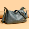 Freizeit Damen PU Leder Umhängetasche, große Kapazität Alltag Crossbody Tasche für Damen, grau. - Blau