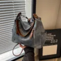 Lässige Umhängetasche für Damen aus Canvas, groβes Kapazitäts-Design, Retro-Farbverlauf Handtasche. - Dunkler Tee