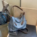 Verlauf Umhängetasche große Kapazität Retro Handtasche vielseitige Damen Tasche neu Herbst - Denim-Blau