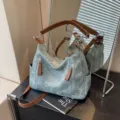 Damen Vintage Farbverlauf Umhängetasche große Kapazität lässige Handtasche stylische Tasche - Denim Grün