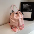 Koreanischer Stil rosa Kordelzug Eimer Rucksack lässige minimalistische Umhängetasche - Rosa