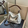 Vintage Canvas Schultertasche für Damen, große Kapazität lässige Alltag Handtasche. - Gebrochenes Weiß
