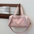 Rosa Sporttasche für Damen, leichte Reisetasche Umhängetasche mit Netztaschen und Riemen. - Rosa
