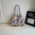 Koreanischer Stil floraler Canvas Shopper, grosse Kapazitaet Schultertasche fuer Sommer. - Bild 1