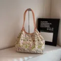 Koreanischer Blumen-Leinwand-Shopper, große Schultertasche und modische Freizeittasche. - Bild 2