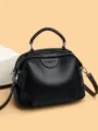 Echtes Leder Handtasche für Damen Umhängetasche Shopper Tasche große Kapazität elegant. - Schwarz