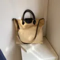 Damen Wildleder Shopper Tasche Retro Grosse Kapazitat Umhangetasche Herbst Winter Handtasche - S / Khaki