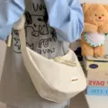 Lässige weiße Canvas Umhängetasche für Damen, stilvolle Beuteltasche für den Alltag. - Ohne Anhänger / Hellgelb