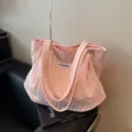 Rosa plissierte Freizeittote, grosse Kapazitaet Damenschultertasche fuer Alltag und Schule. - Rosa