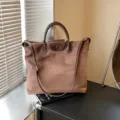 Braune Wildleder Damen Tote Bag, große Kapazität, elegante Umhängetasche für den Alltag. - S / Kaffeebraun
