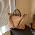 Braune Wildleder Tote Bag für Damen Vintage große Kapazität Schultertasche lässig - S / Braun