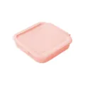 Portable silicone foldable lunch box in pink, compact and practical for outdoor travel. - Pink