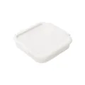 Portable collapsible silicone food storage bowl for travel camping microwave safe white container - White