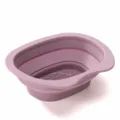 Collapsible silicone makeup brush cleaner bowl for washing cosmetic sponges and tools. - Purple
