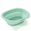 Green silicone folding makeup brush cleaner bowl for cleaning beauty sponges and brushes - Light Blue