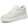 White platform casual sneakers for women, lightweight height-increasing board shoes. - 38 / White