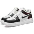 Men women casual platform sneakers height increasing lace up sports walking shoes main view - Black Brown