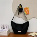 Lässige Nylon Umhängetasche für Damen, große Kapazität Canvas Pendler Schultertasche. - Passend für 11 Zoll Tablet Mit Münztasche / Schwarz