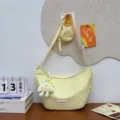 Modische gelbe Canvas Umhängetasche für Damen, lässige Freizeittasche mit großem Stauraum. - Passend für 11 Zoll Tablet Mit Käseanhänger Und Münztasche / Gelb