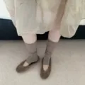 Comode calze lavorate a maglia senza piede e scarpe basse per outfit giornalieri. - Taglia unica / Caffè