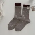Herbst koreanische stil herz muster damen mittelsocken braun gestrickt freizeit socken - Einheitsgröße / Braun