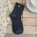 Calzini tubo medio in maglia grigio scuro stile coreano carino motivo orso con ciondolo - Taglia unica / Grigio scuro